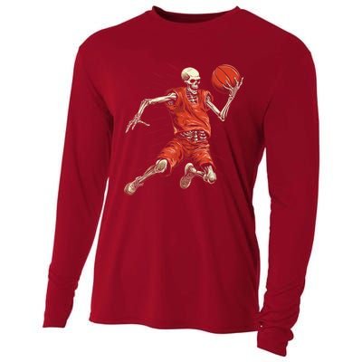 Spooky Basketball Player Skeleton Halloween Cooling Performance Long Sleeve Crew