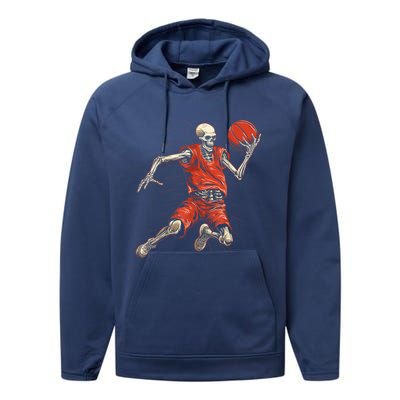 Spooky Basketball Player Skeleton Halloween Performance Fleece Hoodie