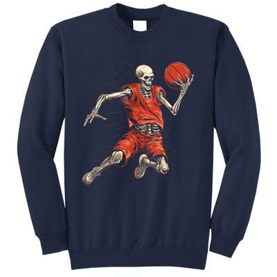 Spooky Basketball Player Skeleton Halloween Tall Sweatshirt