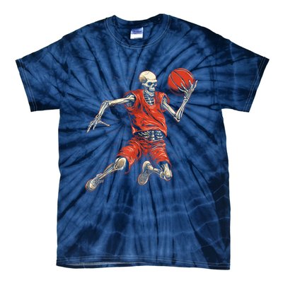 Spooky Basketball Player Skeleton Halloween Tie-Dye T-Shirt