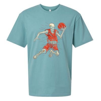 Spooky Basketball Player Skeleton Halloween Sueded Cloud Jersey T-Shirt