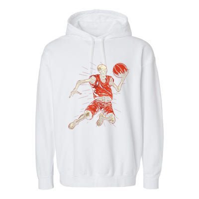 Spooky Basketball Player Skeleton Halloween Garment-Dyed Fleece Hoodie