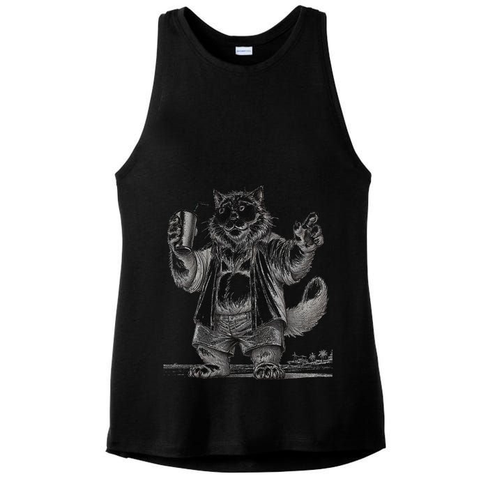 Spring Break Party King – Cool Cat Vibes Ladies PosiCharge Tri-Blend Wicking Tank