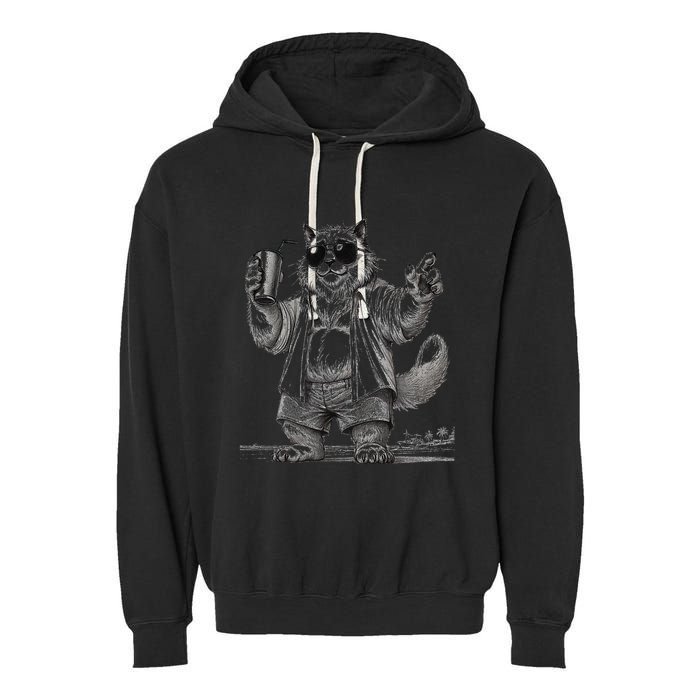 Spring Break Party King – Cool Cat Vibes Garment-Dyed Fleece Hoodie