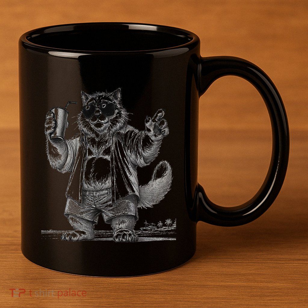 Spring Break Party King – Cool Cat Vibes 11oz C Handle Ceramic Mug