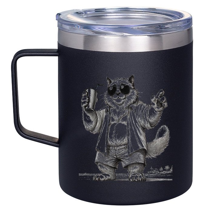 Spring Break Party King – Cool Cat Vibes 12oz Stainless Steel Coffee Mug