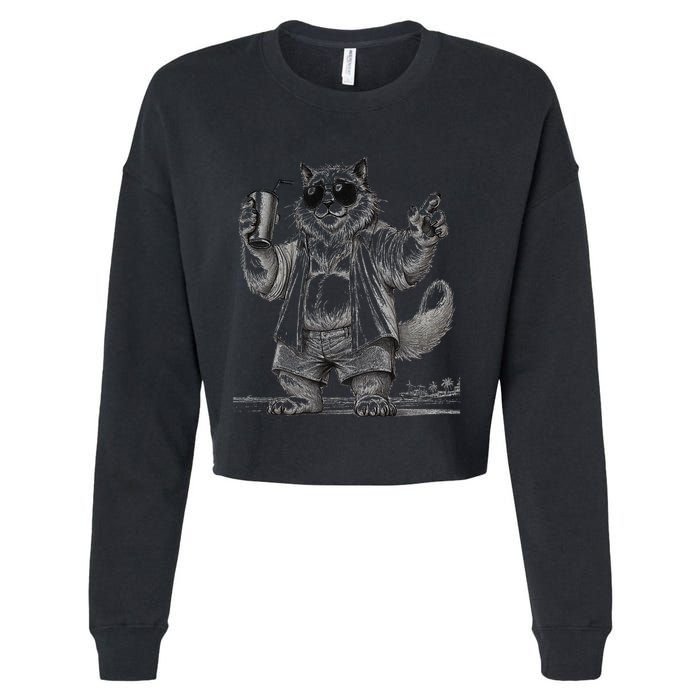 Spring Break Party King – Cool Cat Vibes Cropped Pullover Crew