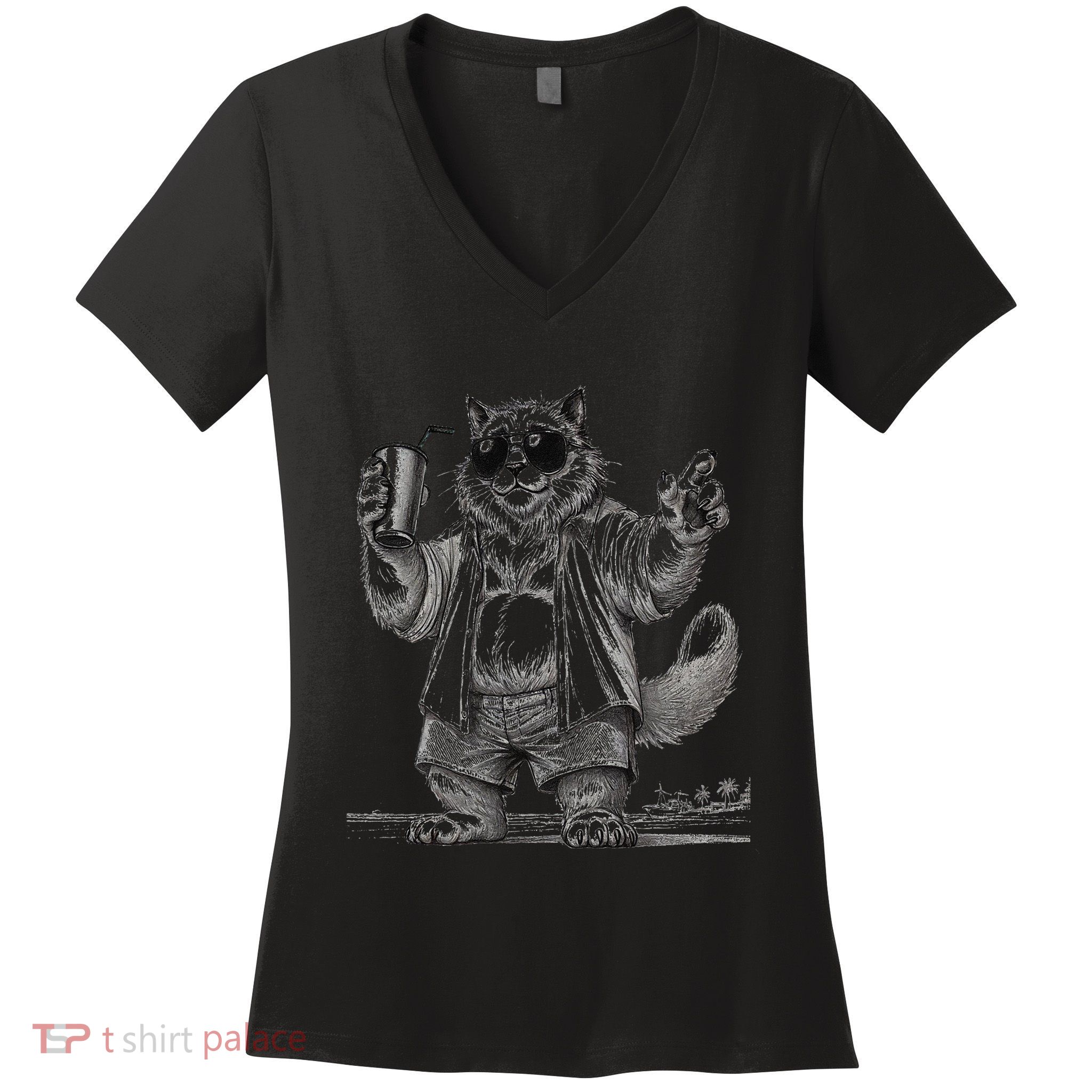 Spring Break Party King – Cool Cat Vibes Women's V-Neck T-Shirt