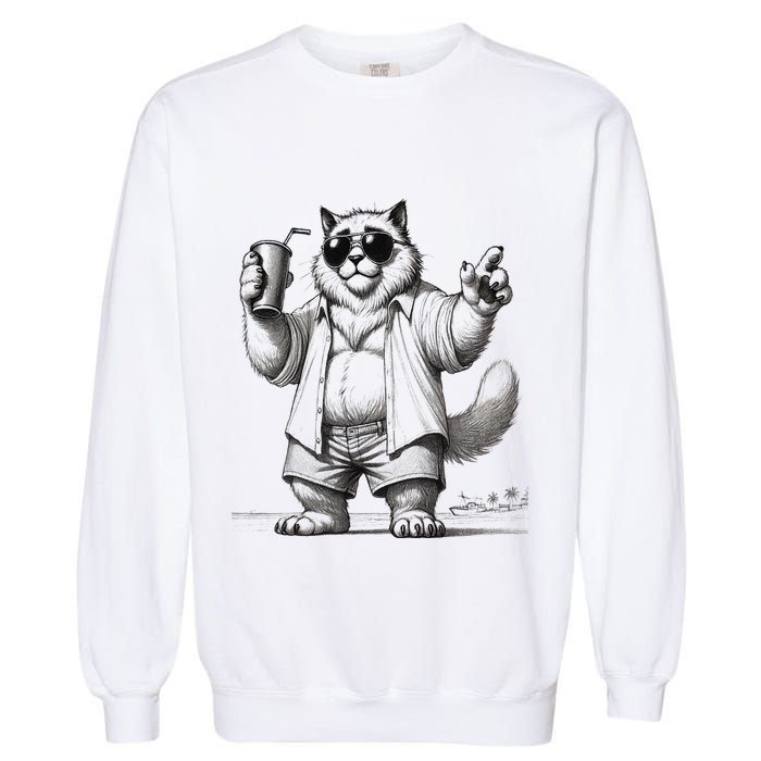 Spring Break Party King – Cool Cat Vibes Garment-Dyed Sweatshirt