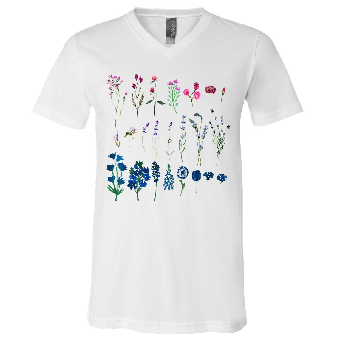 Subtle Bi Pride Bisexual Flowers Flag Discreet Pride Apparel V-Neck T-Shirt