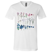 Subtle Bi Pride Bisexual Flowers Flag Discreet Pride Apparel V-Neck T-Shirt