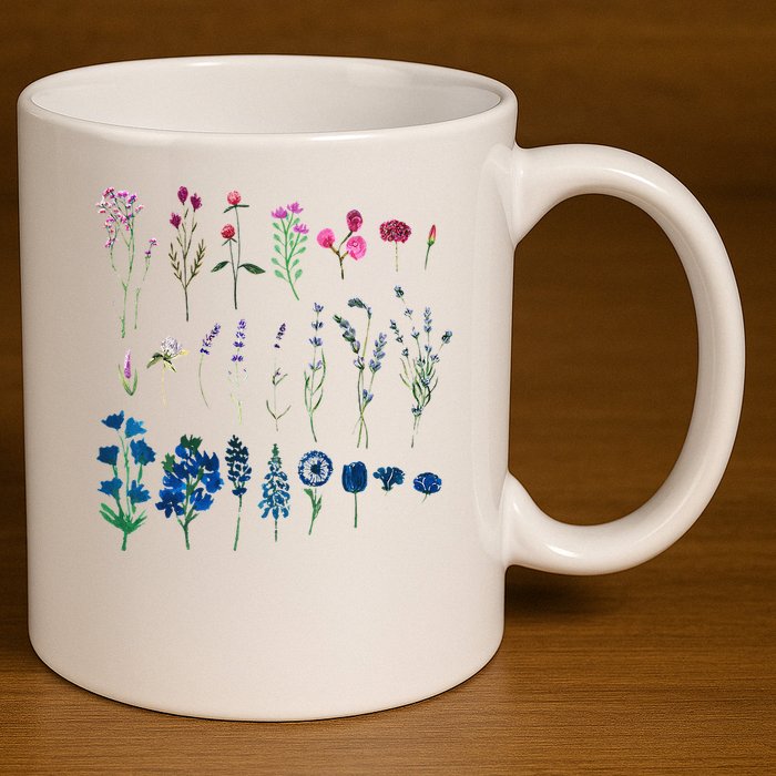 Subtle Bi Pride Bisexual Flowers Flag Discreet Pride Apparel 11oz C Handle Ceramic Mug