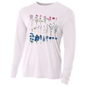 Subtle Bi Pride Bisexual Flowers Flag Discreet Pride Apparel Cooling Performance Long Sleeve Crew