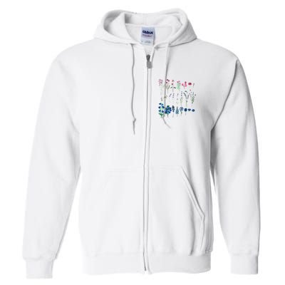 Subtle Bi Pride Bisexual Flowers Flag Discreet Pride Apparel Full Zip Hoodie
