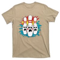 Scared Bowling Pins Cartoon Characters Bowler Colorful Sport T-Shirt