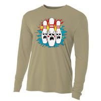 Scared Bowling Pins Cartoon Characters Bowler Colorful Sport Cooling Performance Long Sleeve Crew