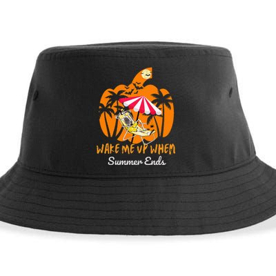 Summerween Beach Pumpkin Skeleton Funny Halloween Holiday Sustainable Bucket Hat