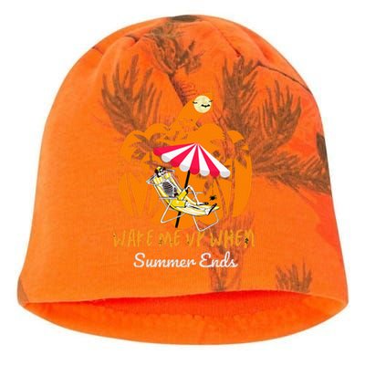 Summerween Beach Pumpkin Skeleton Funny Halloween Holiday Kati - Camo Knit Beanie