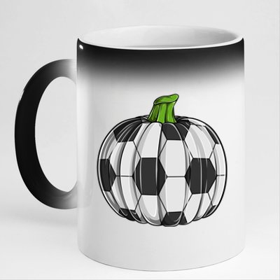 Soccer Ball Pumpkin Halloween Funny Sports Football Boys Cool Gift 11oz Black Color Changing Mug