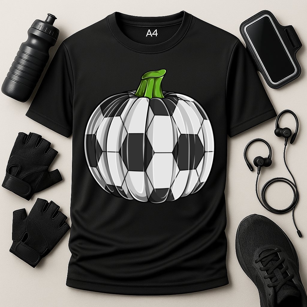 Soccer Ball Pumpkin Halloween Funny Sports Football Boys Cool Gift Cooling Performance Crew T-Shirt