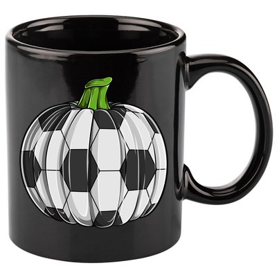 Soccer Ball Pumpkin Halloween Funny Sports Football Boys Cool Gift 11oz C Handle Ceramic Mug
