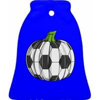 Soccer Ball Pumpkin Halloween Funny Sports Football Boys Cool Gift Ceramic Bell Ornament