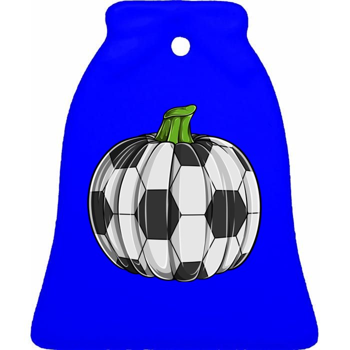 Soccer Ball Pumpkin Halloween Funny Sports Football Boys Cool Gift Ceramic Bell Ornament