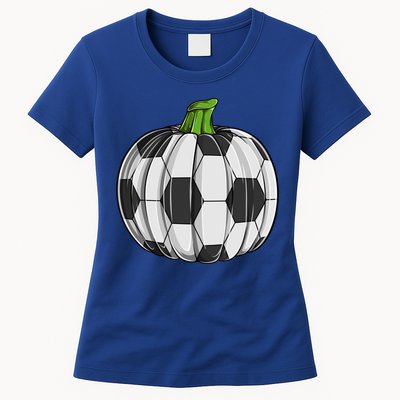 Soccer Ball Pumpkin Halloween Funny Sports Football Boys Cool Gift Womens T-Shirt