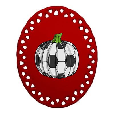 Soccer Ball Pumpkin Halloween Funny Sports Football Boys Cool Gift Ceramic Oval Ornament