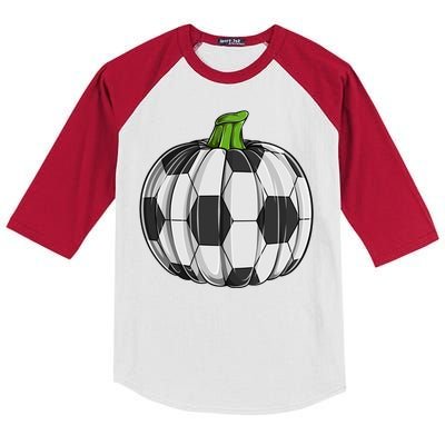 Soccer Ball Pumpkin Halloween Funny Sports Football Boys Cool Gift Kids Colorblock Raglan Jersey