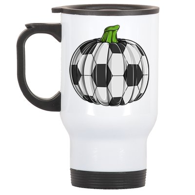 Soccer Ball Pumpkin Halloween Funny Sports Football Boys Cool Gift Stainless Steel Travel Mug