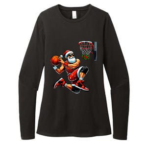 Santa Basketball Player Dunking Xmas Christmas Basketball Womens CVC Long Sleeve Shirt