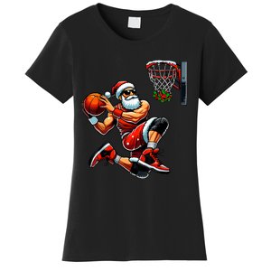 Santa Basketball Player Dunking Xmas Christmas Basketball Women's T-Shirt