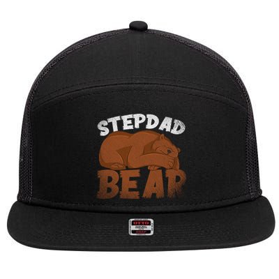 Stepdad Bear Proud Bonus Dad Fathers Day Family Step Dad Great Gift 7 Panel Mesh Trucker Snapback Hat