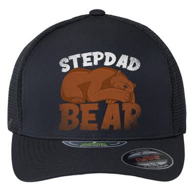 Stepdad Bear Proud Bonus Dad Fathers Day Family Step Dad Great Gift Flexfit Unipanel Trucker Cap