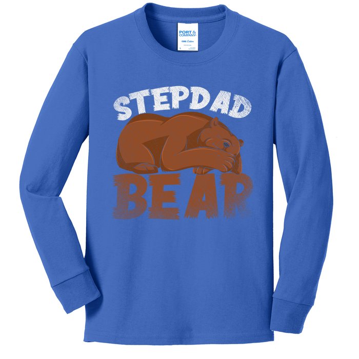 Stepdad Bear Proud Bonus Dad Fathers Day Family Step Dad Great Gift Kids Long Sleeve Shirt