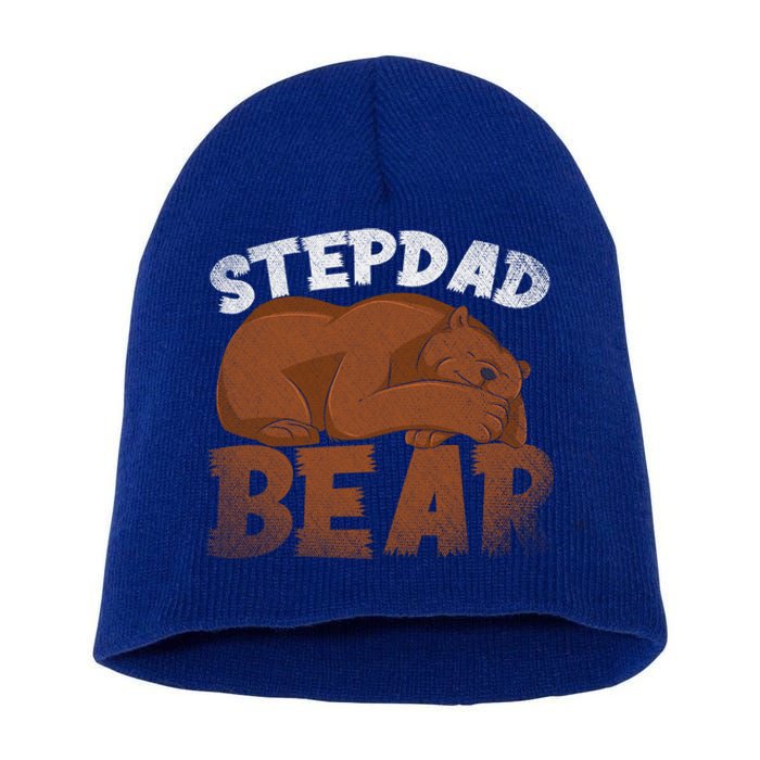 Stepdad Bear Proud Bonus Dad Fathers Day Family Step Dad Great Gift Short Acrylic Beanie