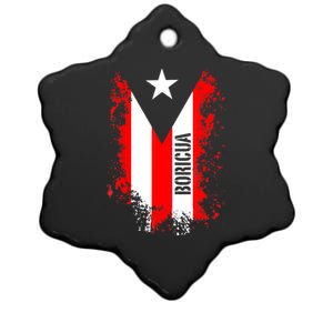 Splattered Boricua Puerto Rican Shirt Puerto Rico Flag Retro Ceramic Star Ornament