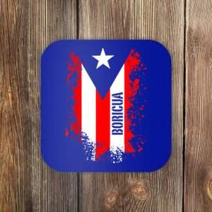 Splattered Boricua Puerto Rican Shirt Puerto Rico Flag Retro Coaster