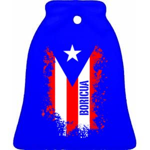 Splattered Boricua Puerto Rican Shirt Puerto Rico Flag Retro Ceramic Bell Ornament