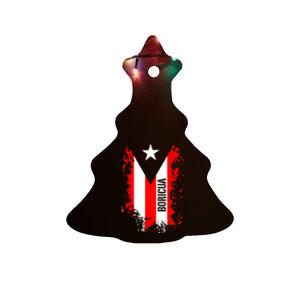 Splattered Boricua Puerto Rican Shirt Puerto Rico Flag Retro Ceramic Tree Ornament