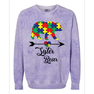 Sister Bear Puzzle Autism Awareness Big Sis Gift Tee Colorblast Crewneck Sweatshirt