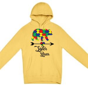 Sister Bear Puzzle Autism Awareness Big Sis Gift Tee Premium Pullover Hoodie