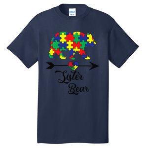 Sister Bear Puzzle Autism Awareness Big Sis Gift Tee Tall T-Shirt