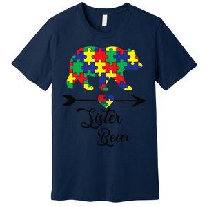 Sister Bear Puzzle Autism Awareness Big Sis Gift Tee Premium T-Shirt