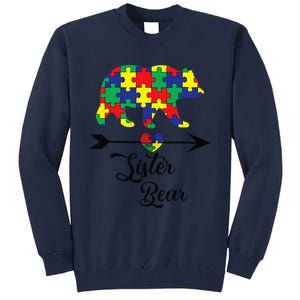 Sister Bear Puzzle Autism Awareness Big Sis Gift Tee Tall Sweatshirt