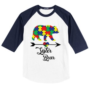 Sister Bear Puzzle Autism Awareness Big Sis Gift Tee Baseball Sleeve Shirt