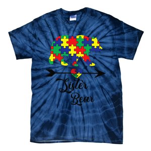 Sister Bear Puzzle Autism Awareness Big Sis Gift Tee Tie-Dye T-Shirt