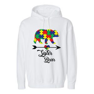 Sister Bear Puzzle Autism Awareness Big Sis Gift Tee Garment-Dyed Fleece Hoodie