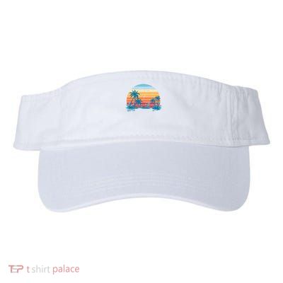 Sunset Beach Palms Summer Vibes Retro Tropical Summer Valucap Bio-Washed Visor
